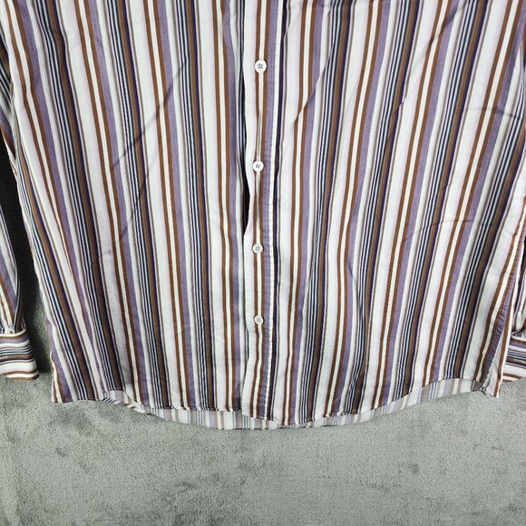Men's Bugatchi Uomo Multicolor Striped Shirt Long Sleeve Button Down Size L - Picture 3 of 14